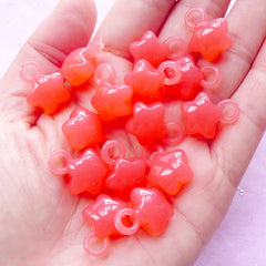 CLEARANCE Kawaii Acrylic Charms | Star Plastic Charm in Jelly Candy Color (Translucent Coral Pink / 15 pcs / 14mm x 18mm)