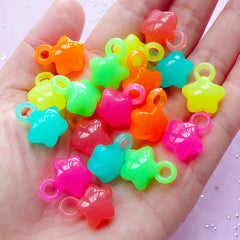 Star Acrylic Charm Mix | Assorted Kawaii Plastic Charms in Jelly Candy Color (18 pcs / 14mm x 18mm)