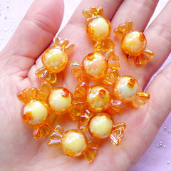 CLEARANCE Cute Candy Beads | Kawaii Acrylic Beads | Aurora Borealis Plastic Beads (AB Light Orange / 10 pcs / 11mm x 22mm)