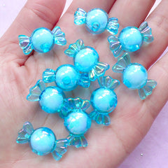 Candy Acrylic Beads | Kawaii Plastic Beads | Aurora Borealis Beads (AB Blue / 10 pcs / 11mm x 22mm)