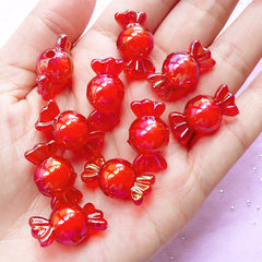 Acrylic Candy Beads | Cute Plastic Beads | Kawaii Beads (AB Red / 10 pcs / 11mm x 22mm)
