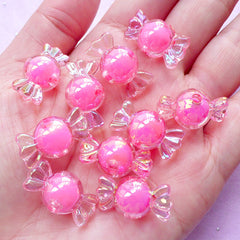 Fairy Kei Candy Beads | Kawaii Chunky Beads | Cute Acrylic Beads (AB Pink / 10 pcs / 11mm x 22mm)