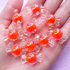Taffy Candy Beads | Cute Sweets Bead | Kawaii Jewelry (AB Orange / 10 pcs / 11mm x 22mm)