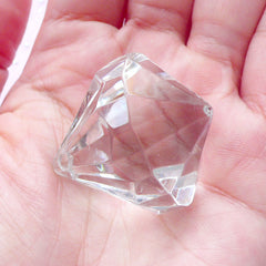 Clear Acrylic Diamond Charm | Plastic Geometry Ornament | Chunky Jewelry Making (1 piece / 30mm x 35mm)