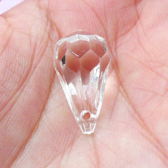 Acrylic Clear Teardrop Charms | Plastic Tear Drop Ornaments | Chunky Jewellery Making (10 pcs / 10mm x 19mm)