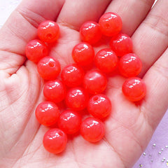 CLEARANCE 10mm Acrylic Jelly Beads | Candy Color Beads | Chunky Jewelry Making (Translucent Coral Pink / 25pcs)
