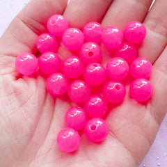 Acrylic Gumball Beads | Plastic Jelly Candy Bead | Chunky Beads (10mm / Translucent Dark Pink / 25pcs)