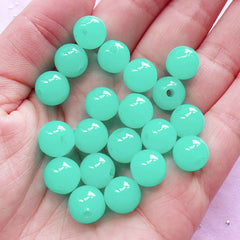 Jelly Candy Gum Ball Beads | Translucent Chunky Plastic Bead (10mm / Teal Blue Green / 25pcs)