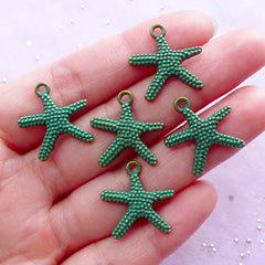 CLEARANCE Green Patina Starfish Charm | Summer Beach Jewelry Making (Antique Bronze / 5pcs / 19mm x 19mm)