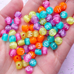 Round Alphabet Beads / Rondelle Pony Bead (You Pick Letters or We Pick, MiniatureSweet, Kawaii Resin Crafts, Decoden Cabochons Supplies