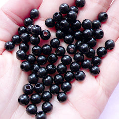 6mm Black Acrylic Beads | Plastic Ball Beads | Beaded Necklaces & Bracelets (150pcs)
