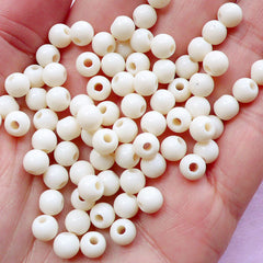 CLEARANCE 6mm Cream White Acrylic Beads | Round Plastic Beads | Bead Supplies (150pcs)