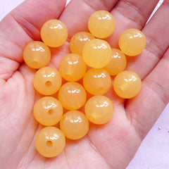 CLEARANCE Fairy Kei Chunky Beads | 12mm Acrylic Ball Beads | Pastel Jewelry Making (Translucent Orange / 20pcs)