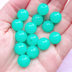 Bubblegum Beads in 12mm | Chunky Ball Beads | Acrylic Candy Color Bead (Teal Blue Green / 20pcs)