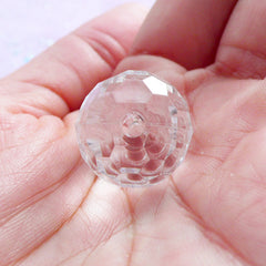 Clear Round Faceted Beads | 18mm Transparent Acrylic Ball Bead | Chunky Jewellery Making (5 pcs)