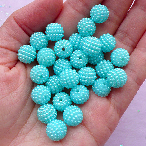 10mm Acrylic Berry Beads | Chunky Bubblegum Beads | Bead Shop (Pastel Blue / 15pcs)