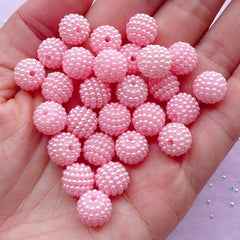 Acrylic Berry Beads in 10mm | Chunky Gumball Beads | Kawaii Bead Supply (Pastel Pink / 15pcs)