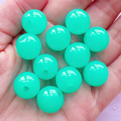 Bubblegum Acrylic Beads | Chunky Jelly Candy Bead | Plastic Beads (14mm / Teal Blue Green / 12pcs)