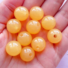 Acrylic Bubblegum Beads | Chunky Ball Bead in Kawaii Jelly Candy Color (14mm / Translucent Orange / 12pcs)