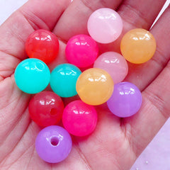 Assorted Acrylic Chunky Beads in 14mm | Bubblegum Bead in Pastel Jelly Candy Color (Colorful Mix / 12pcs)