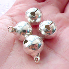 Silver Bell Charms |12mm Round Jingle Bells | Dog Collar DIY (4pcs / 12mm x 15mm)