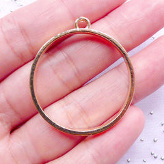 Round Outline Charm | Hollow Circle Pendant | Ring Charm | Resin Art Supplies (Gold / 1 piece / 32mm x 36mm)