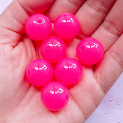 DEFECT Acrylic Bubblegum Ball Beads | Chunky Plastic Bead | Jelly Candy Beads (16mm / Translucent Dark Pink / 8pcs)