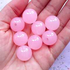 DEFECT Chunky Bubblegum Beads | Plastic Gumball Bead | Jelly Ball Beads (16mm / Translucent Pink / 8pcs)
