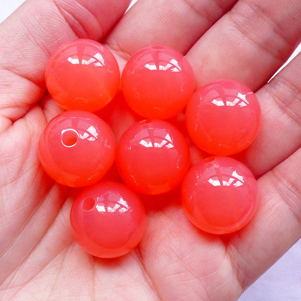 DEFECT Acrylic Jelly Ball Beads | Chunky Gumball Candy Bead | Plastic Round Beads (16mm / Translucent Coral Pink / 8pcs)