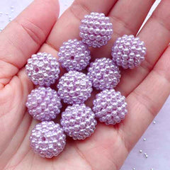15mm Chunky Raspberry Beads | Acrylic Round Berry Beads | Beaded Bubblegum Bead Supply (Pastel Purple / 8pcs)