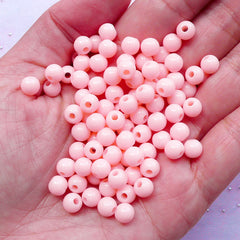 Pastel Fairy Kei Jewellery Making | Round Acrylic Beads | Plastic Gumball Bead (Pink / 100 pcs)