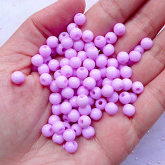 Fairy Kei Jewelry Making | Acrylic Ball Beads | Plastic Bubblegum Bead (Pastel Purple / 100 pcs)