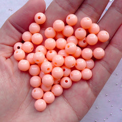 CLEARANCE 8mm Acrylic Round Beads | Pastel Bead Supplies | Kawaii Fairy Kei Jewelry Craft (Peach Orange / 50 pcs)
