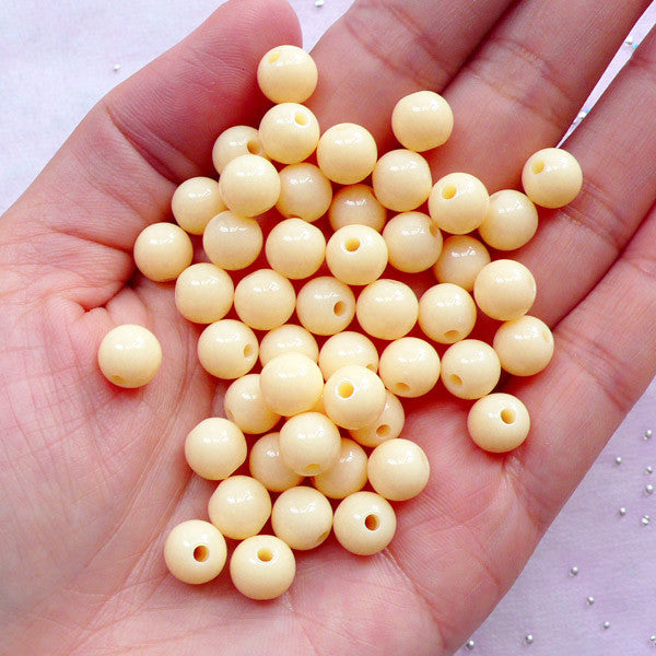 Pastel Kei Jewelry Making | 8mm Chunky Acrylic Beads | Kawaii Beads Supply (Light Orange / 50 pcs)
