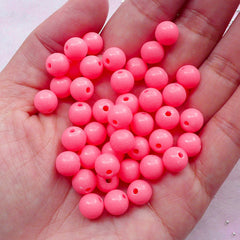 Acrylic Bead Supplies | 8mm Chunky Gumball Beads | Cute Bubblegum Jewelry DIY (Coral Pink / 50 pcs)