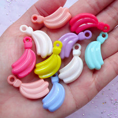 Acrylic Kawaii Charms | Chunky Banana Fruit Pendant | Pastel Jewellery Making (8pcs / 15mm x 30mm / Assorted Color / 2 Sided)