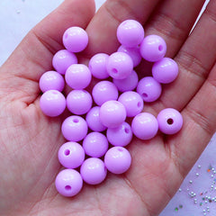 10mm Acrylic Ball Beads | Chunky Gumball Beads | Kawaii Pastel Jewellery Making (Purple / 25 pcs)