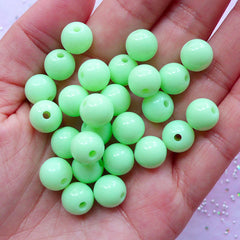 CLEARANCE Kawaii Acrylic Beads in 10mm | Chunky Plastic Beads | Pastel Bubblegum Jewelry DIY (Light Green / 25 pcs)