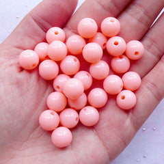 Kawaii Pastel Beads | 10mm Plastic Chunky Beads | Fairy Kei Accessories Making (Salmon Pink / 25 pcs)