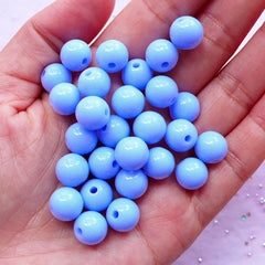 Fairy Kei Bracelet Making | 10mm Acrylic Bubblegum Beads | Plastic Round Beads (Blue / 25 pcs)