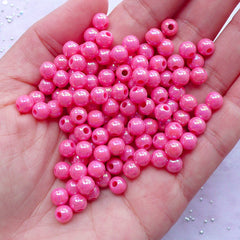 AB Acrylic Beads | 6mm Bubblegum Beads | Chunky Round Plastic Beads | Kawaii Necklace Making (AB Pastel Red / 100pcs)