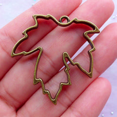 Maple Leaf Outline Pendant for Japan Resin Crafts | Hollow Floral Charm | Necklace Making (Antique Bronze / 1 piece / 35mm x 38mm)