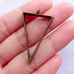 Triangle Outline Pendant for Japan Resin Art | Hollow Geometry Charm | Necklace DIY (Antique Bronze / 1 piece / 22mm x 40mm)