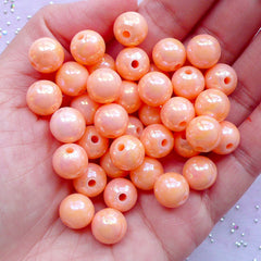 10mm Bubblegum Beads | Kawaii Chunky Beads | Aurora Borealis Acrylic Beads | Plastic Ball Beads (AB Pastel Orange / 25pcs)