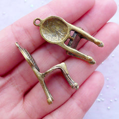 Antique Chair Charms in 3D | Vintage Furniture Pendant | Dollhouse Miniature Jewelry Making (2pcs / Antique Bronze / 15mm x 32mm)