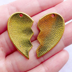 CLEARANCE Best Fucking Bitches Charms | Message Heart Pendant | Friendship Jewelry DIY | Gift for Best Friend (1 set of 2 pcs / Antique Gold)