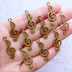 G Clef Charms | Treble Clef Pendant | Music Note Drop | Jewelry Making for Music Lovers (10 pcs / Antique Bronze / 10mm x 24mm)