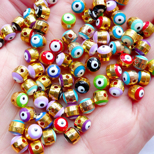 Tiny Ayin Hara Beads | Sacred Evil Eye Bead | Protective Nazar Jewelry Making | Talisman Bead Supplies (5pcs / Assorted Mix / 5mm / 2 Sided)