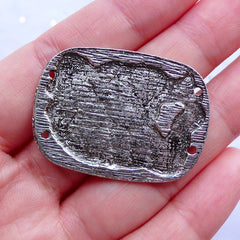 Maya Glyph Charm Connector | Mayan Totem Pendant | Tailsman Mystical Charm | Aztec Jewelry Making | Ancient Wall Carving Pattern (1 Piece / Tibetan Silver / 38mm x 27mm)