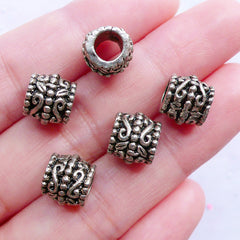 CLEARANCE 3D Skull Beads (4pcs / 9mm x 12mm / Tibetan Silver) Big